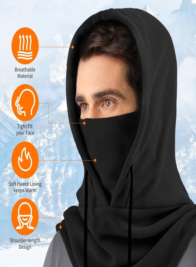 Oldelf Ski Mask Fleece Mask Warm Balaclava Stay Warm and Comfortable Face Mask for Men Women Breathable Sports Mask- Black - Image 3